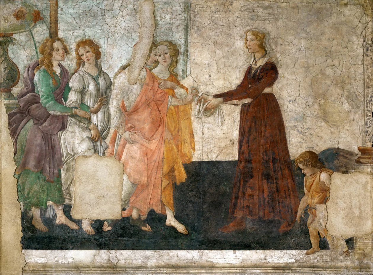 Venus und die drei Grazien bieten einem jungen Mädchen Geschenke an, 1484-1486 von Sandro Botticelli