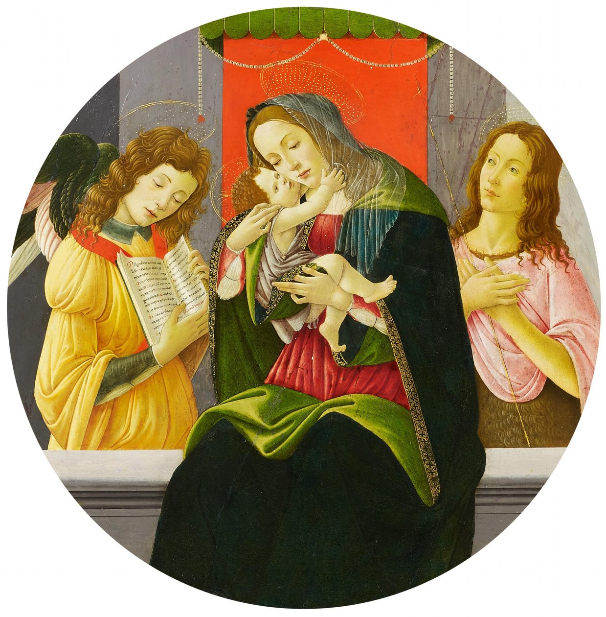 Madonna mit dem Kind, Johannes dem Täufer und einem Engel von Sandro Botticelli and workshop