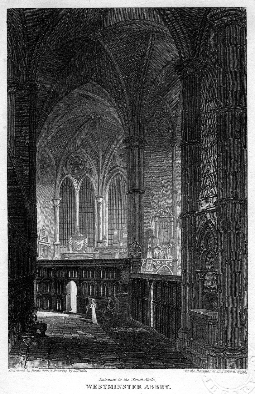 Eingang zum südlichen Seitenschiff, Westminster Abbey, London, 1816 von Sands