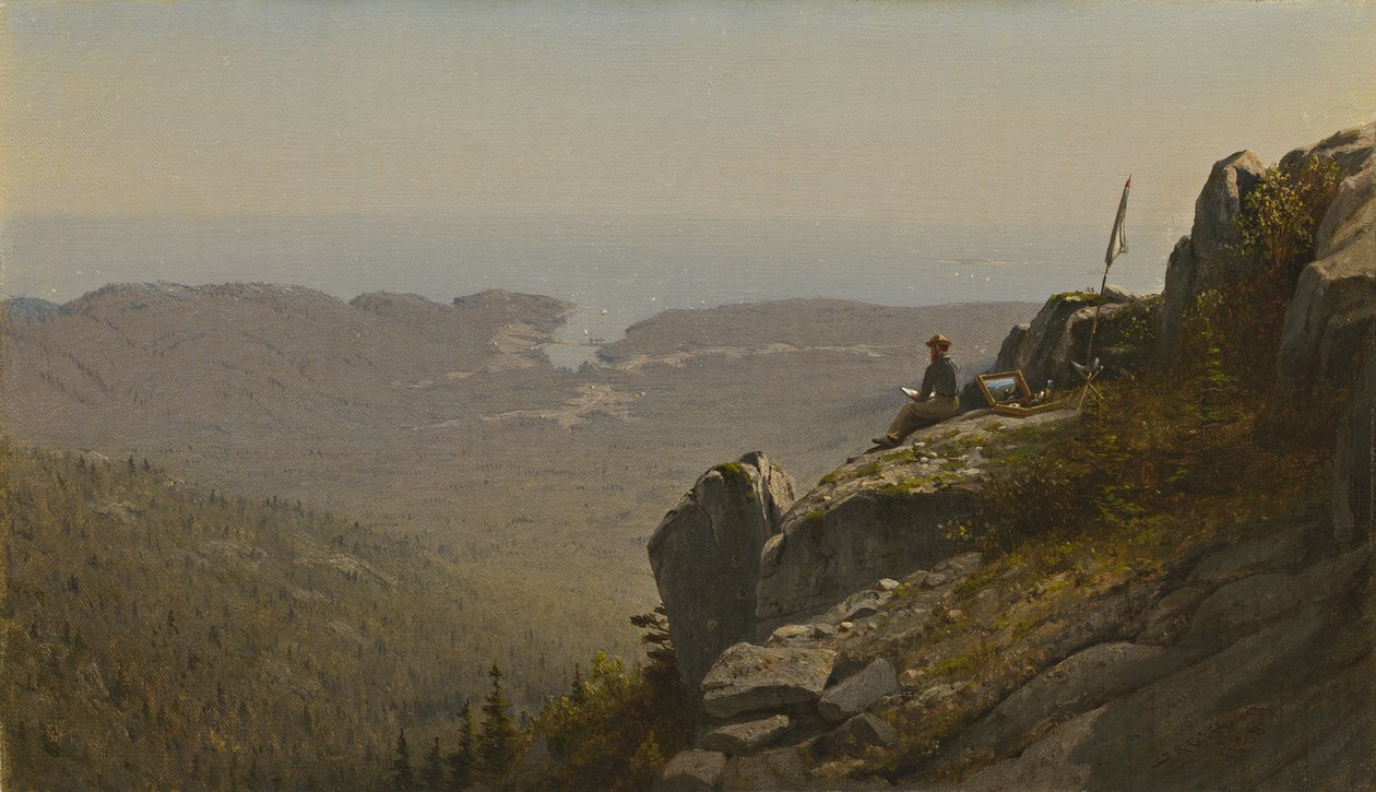 Der Künstler beim Skizzieren am Mount Desert, Maine, 1864-5 von Sanford Robinson Gifford