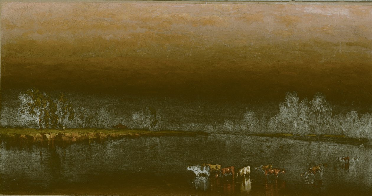 Kühe in einem Teich bei Sonnenuntergang von Sanford Robinson Gifford