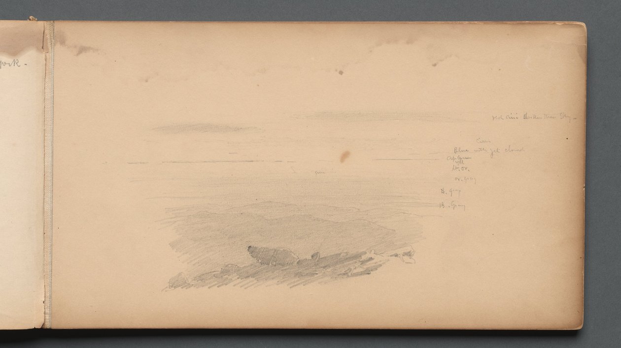 Skizzenbuch, Seite 04: Meereslandschaft mit Farbanmerkungen von Sanford Robinson Gifford