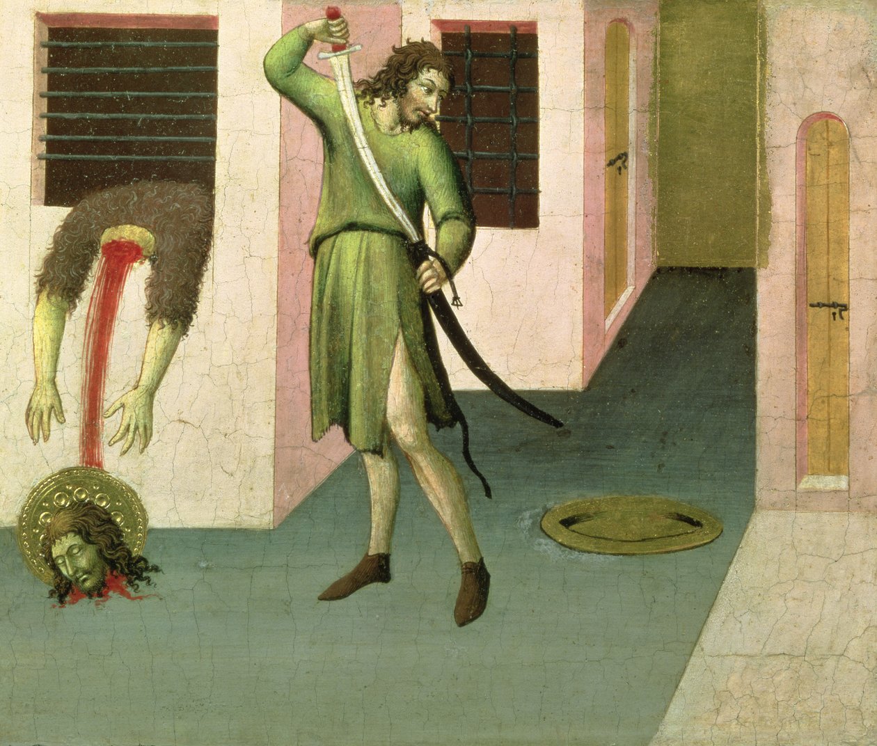 Die Enthauptung von Johannes dem Täufer (Tempera auf Holz) von Sano di Pietro