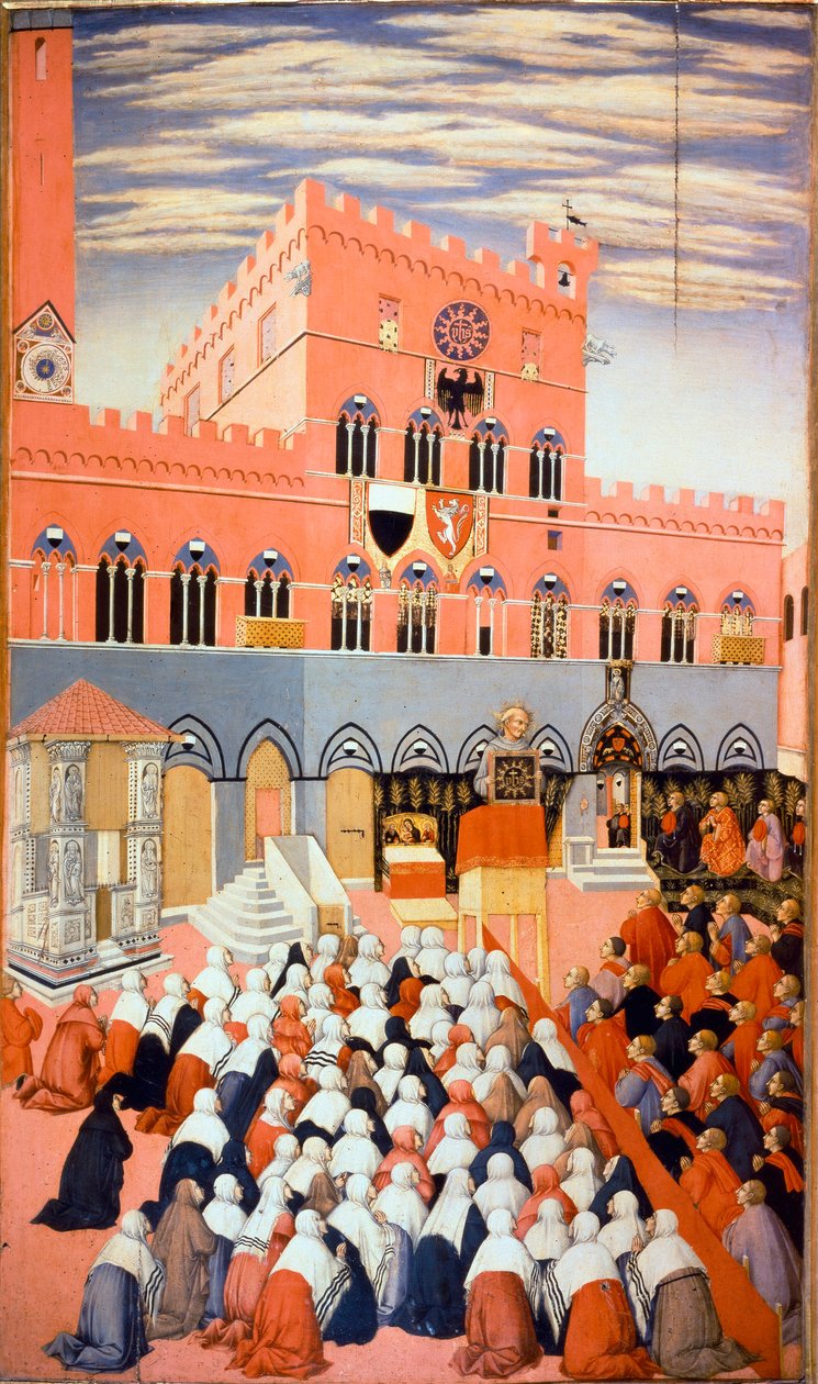 Die Predigt von Bernardino von Siena von Sano di also Ansano di Pietro di Mencio Pietro