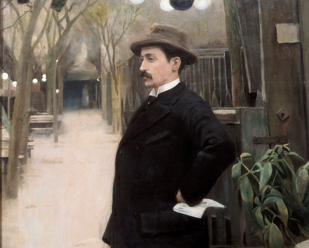 Porträt des Malers Miguel Utrillo (1862-1934) während seines Aufenthalts in Paris (Detail) von Santiago Rusinol i Prats
