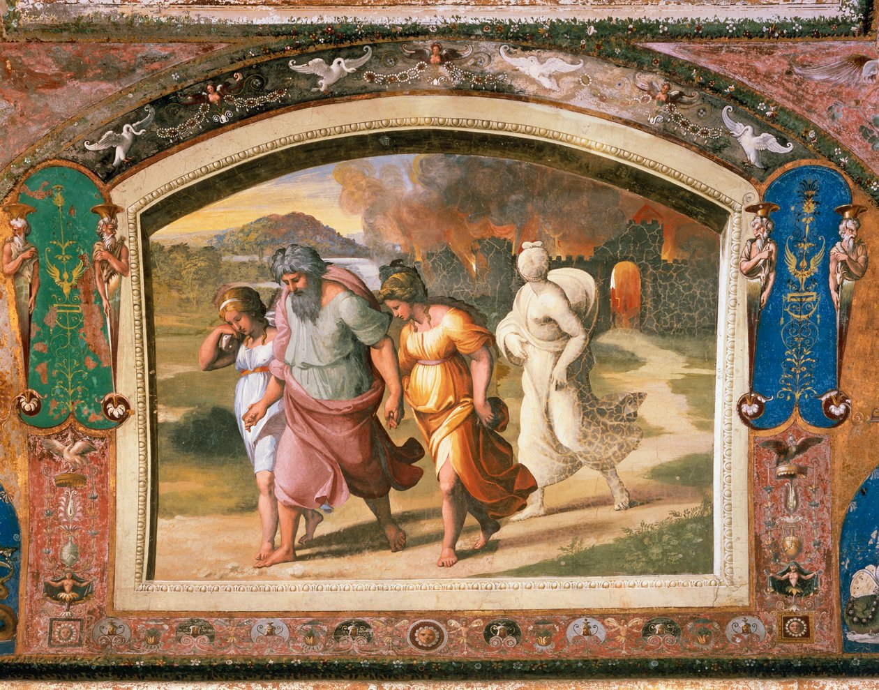Die Flucht Lots aus Sodom von Sanzio of Urbino (workshop) Raphael