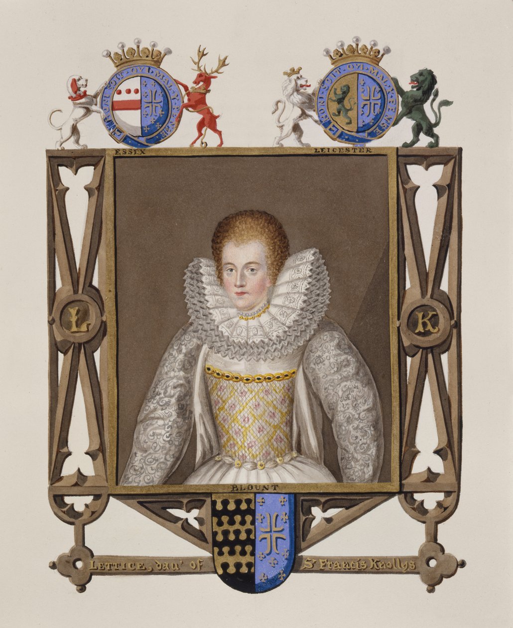 Porträt von Lettice Knollys (ca. 1541-1634), Tochter von Sir Francis Knollys aus Memoirs of the Court of Queen Elizabeth, veröffentlicht 1825 von Sarah Countess of Essex