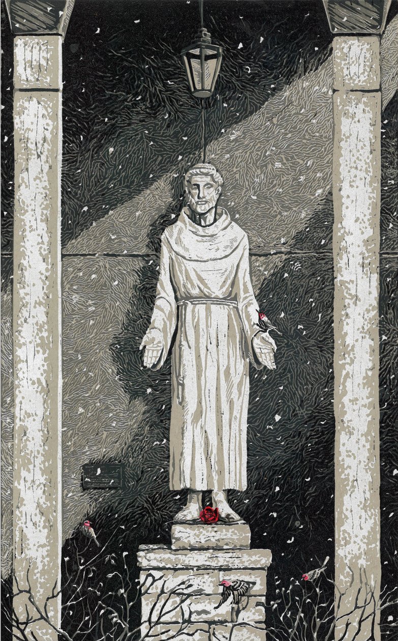 St. Franziskus im Schnee von Sarah Drummond