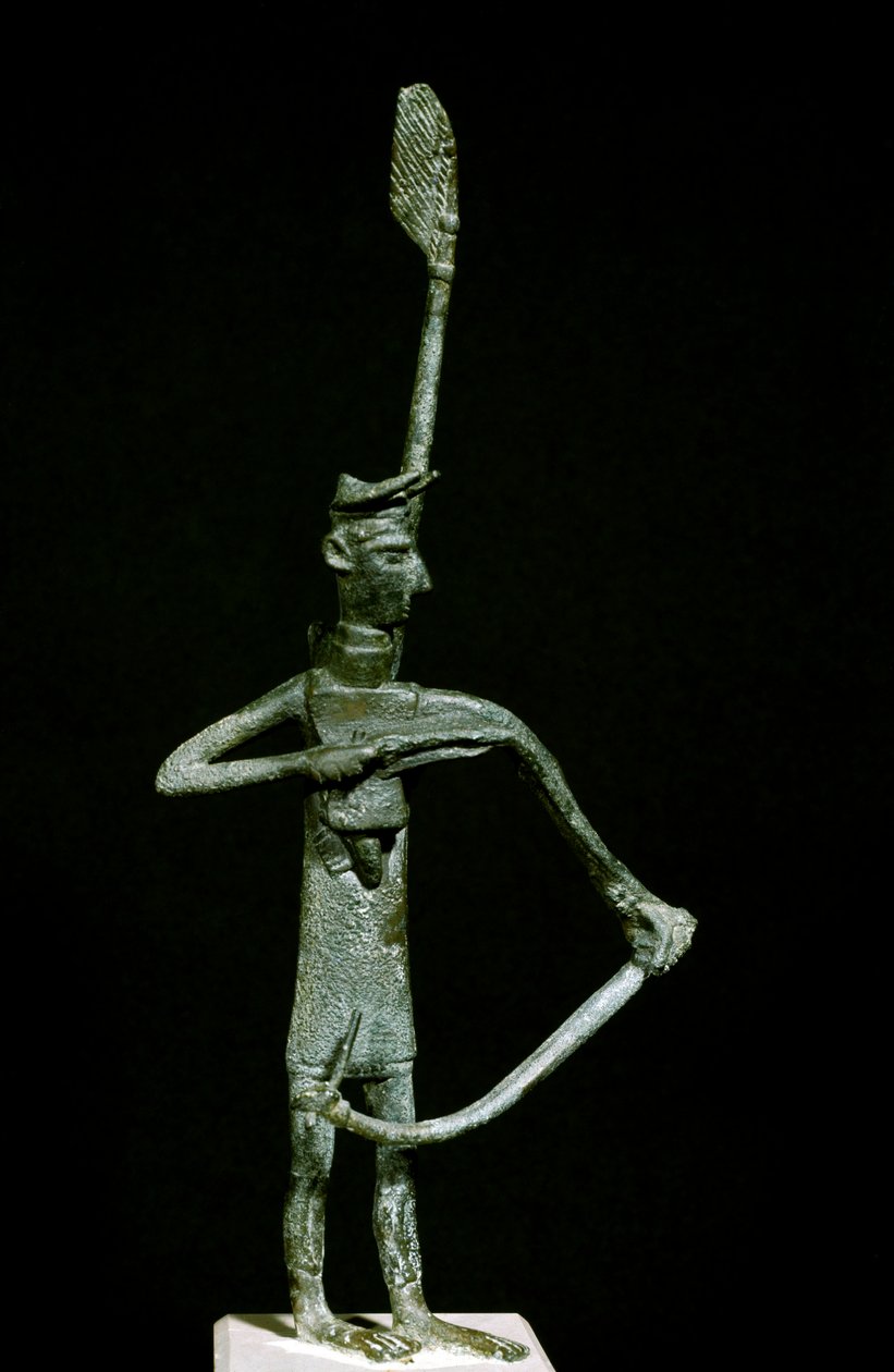 Nuragische Kultur (Nuraghen) Sardinien: Bronzestatuette eines Bogenschützen. 8.-7. Jahrhundert v. Chr. Cagliari, Museo Nazionale Archeologico, Sardinien, Italien von Sardinia Nuragic Civilization