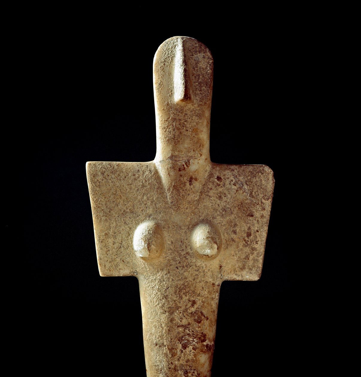 Nuragische Kultur (Nuraghi) Sardinien: Kalkstein-Statuette der Muttergöttin, Idol vom Kykladen-Typ, aus Senorbi (Region Trexenta) aus der pränuragischen Zeit (20. Jahrhundert v. Chr.). Eneolithikum. Cagliari, Museo Nazionale Archeologico, Sardinien, Italie von Sardinia Nuragic Civilization