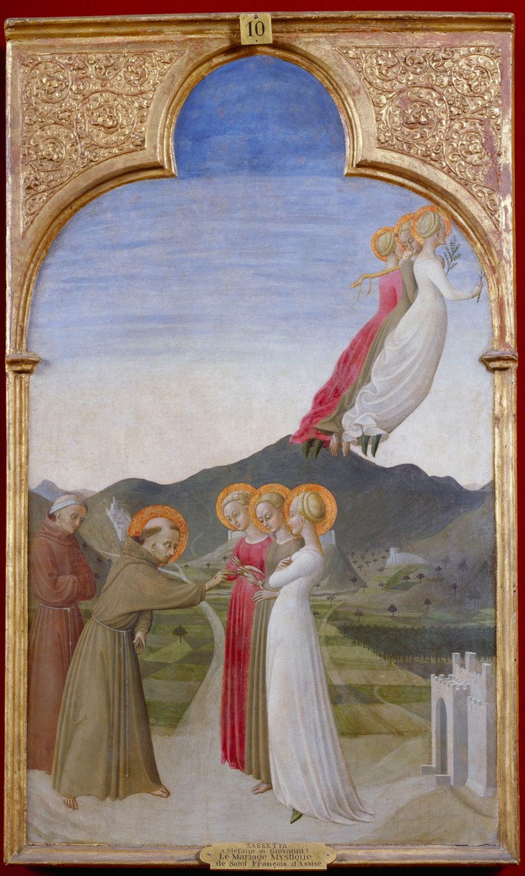 Die mystische Hochzeit des heiligen Franziskus von Assisi, 1444 von Sassetta