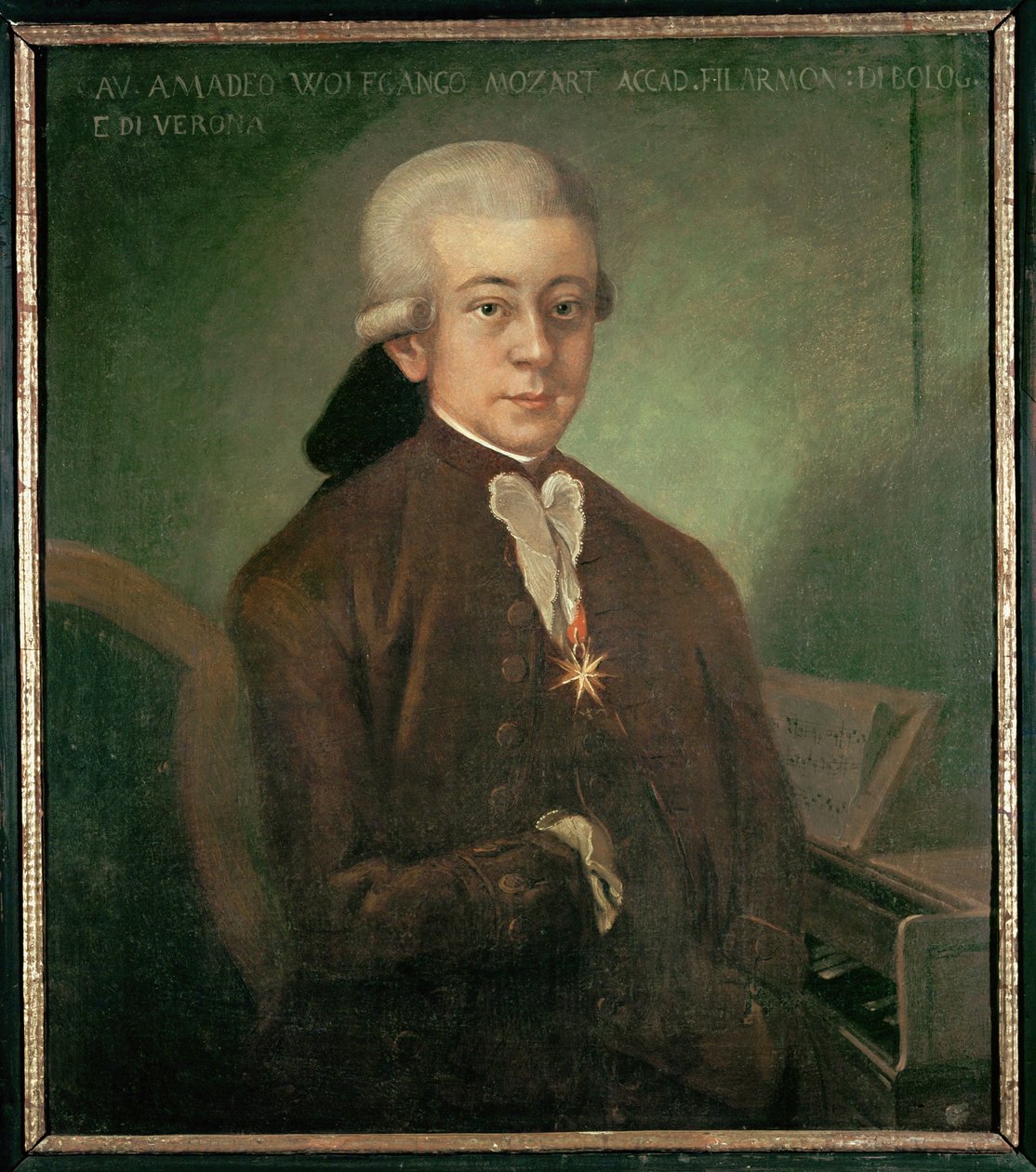 Mozart als Ritter des Goldenen Sporns (Öl auf Leinwand) von Saverio dalla Rosa