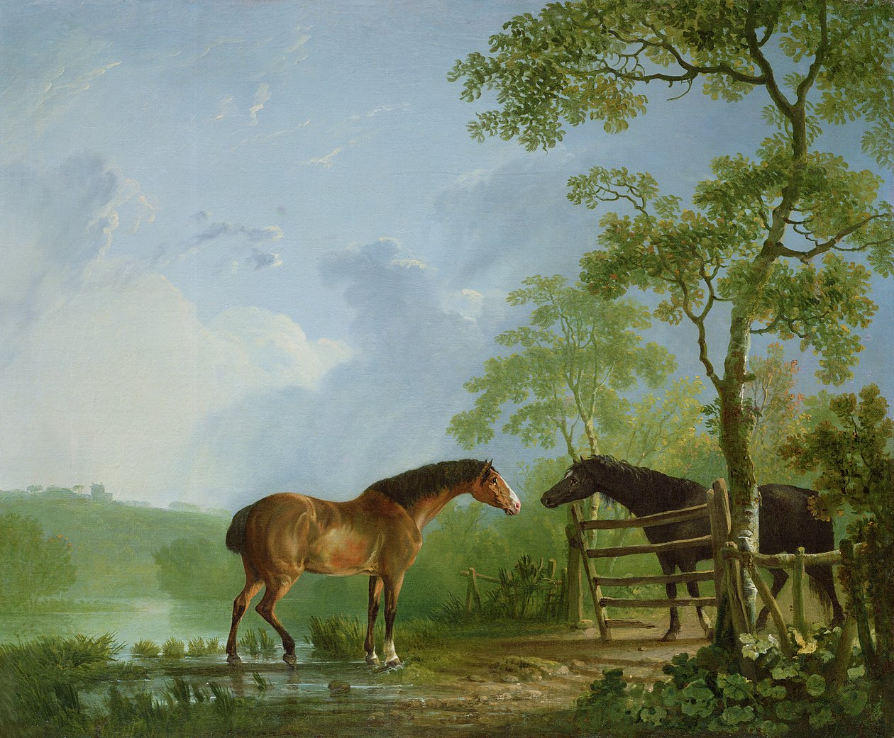 Stute und Hengst in einer Landschaft von Sawrey Gilpin
