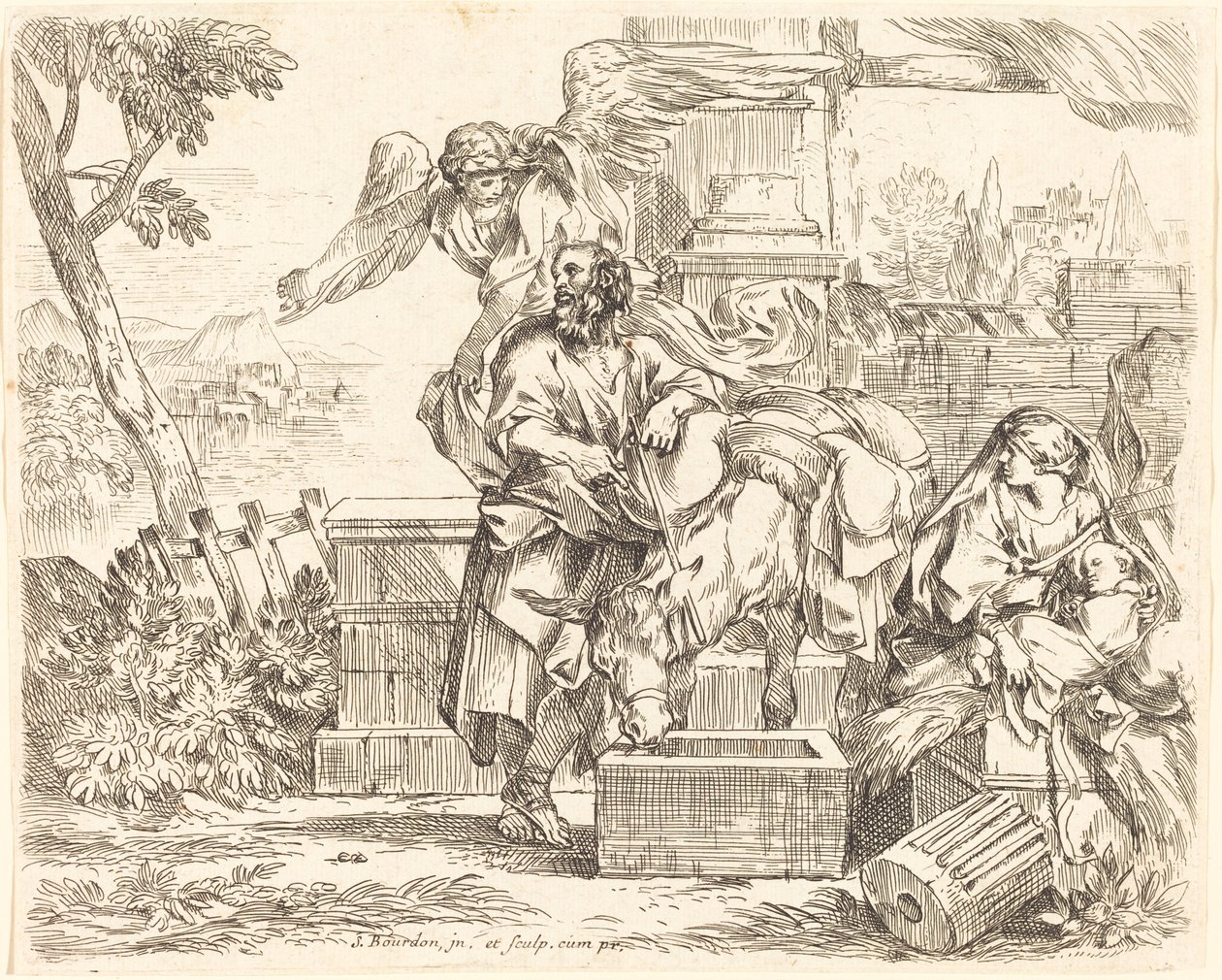 Der heilige Josef hört auf den Rat des Engels von Sébastien Bourdon