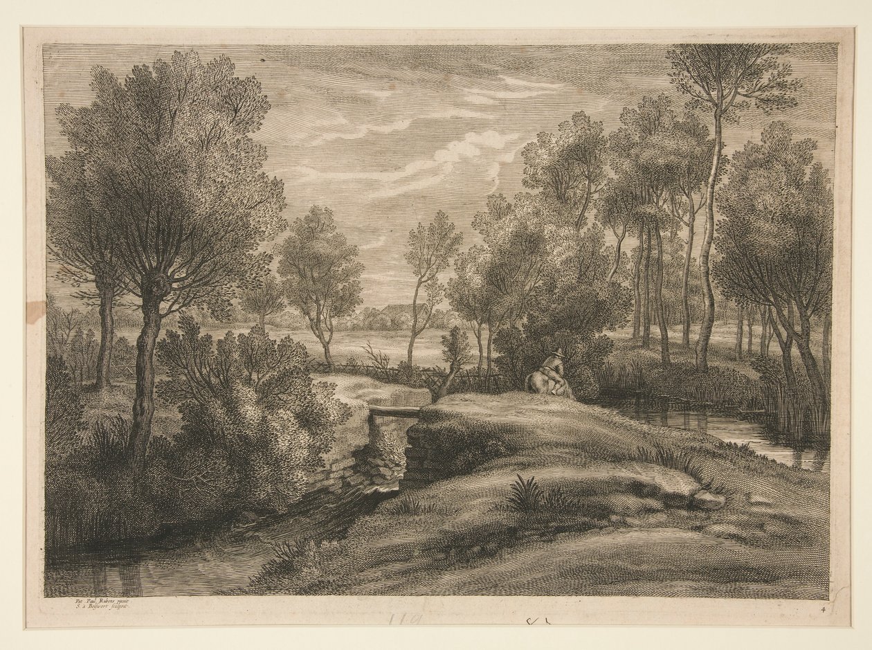 Landschaft mit Mann, der sein Pferd tränkt von Schelte Adams Bolswert