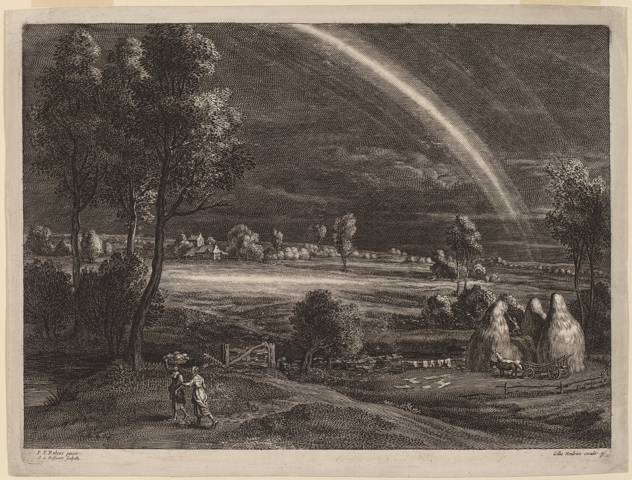 Landschaft mit einem großen Regenbogen von Schelte Adams Bolswert after Sir Peter Paul Rubens