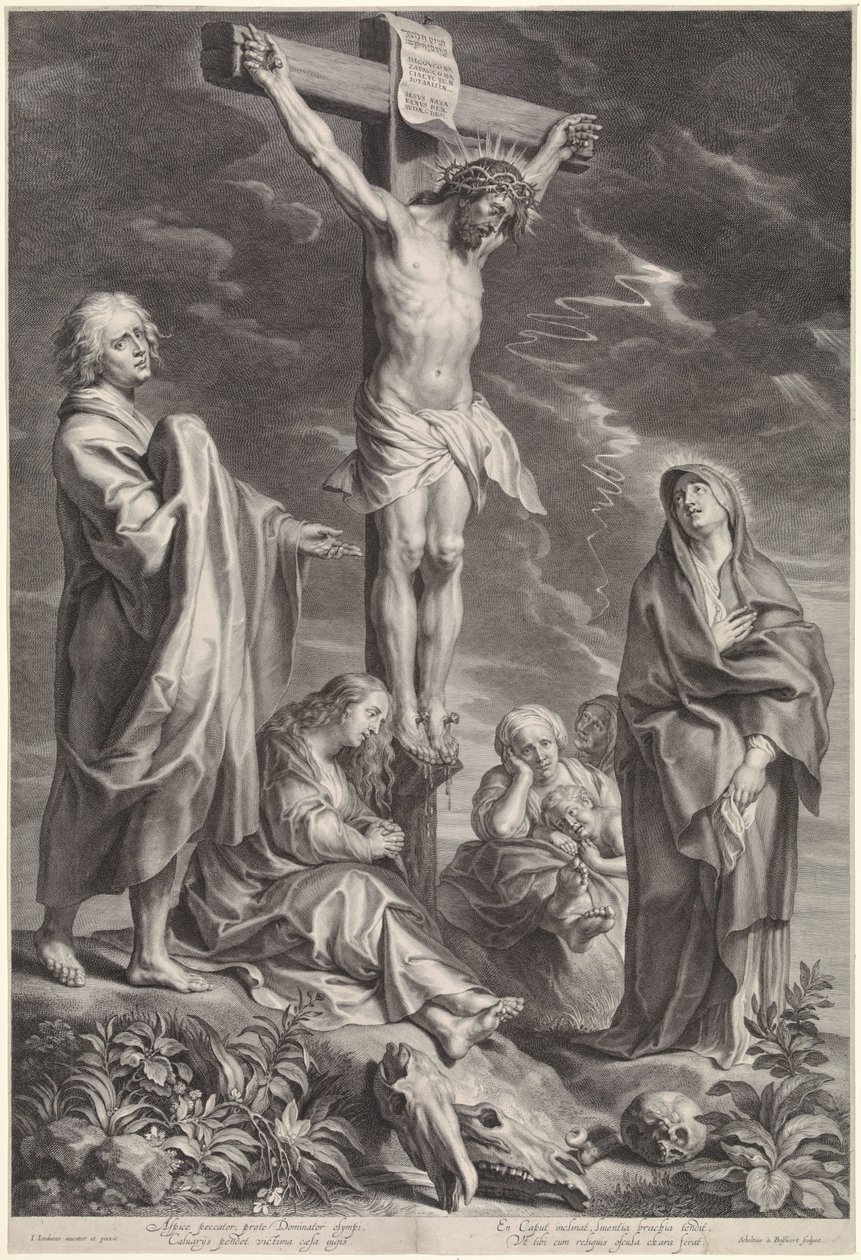 Christus am Kreuz, mit Maria und Johannes von Schelte Adamsz. Bolswert