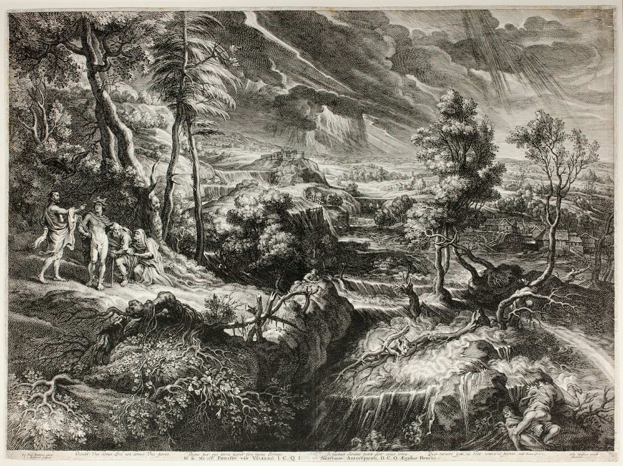 Landschaft mit Philemon und Baucis, aus Große Landschaften von Schelte Adamsz. Bolswert
