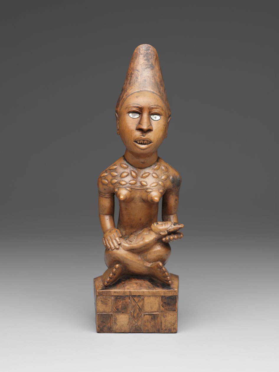 Sitzende weibliche Figur mit Kind (pfemba) Yombe-Gruppe, Kongo-Völker von School African