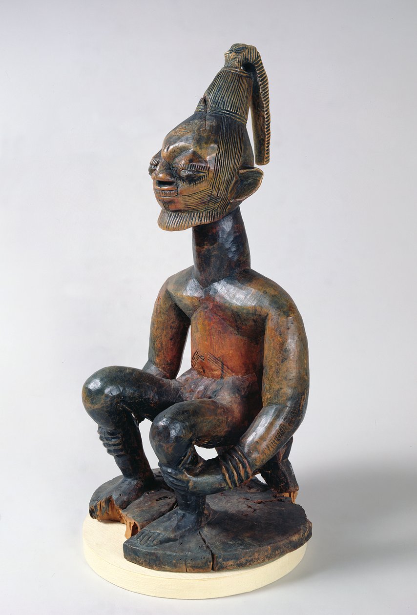 Yoruba-Statue eines sitzenden Häuptlings, Nigeria von School African
