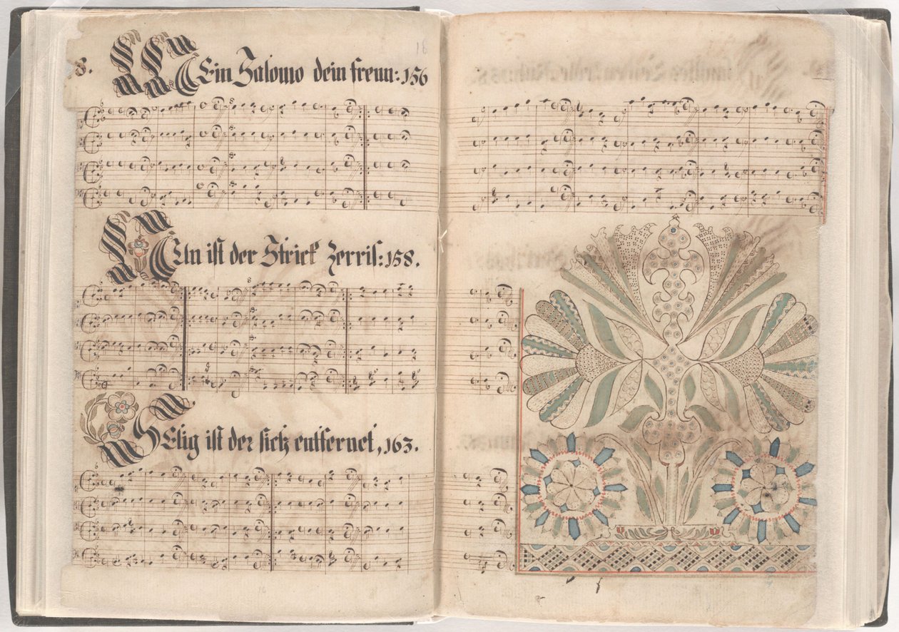 Seiten aus einem Gesangbuch (Feder & Tinte und Aquarell auf Papier) von School American