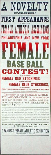 Plakat für ein Frauen-Baseballspiel von School American