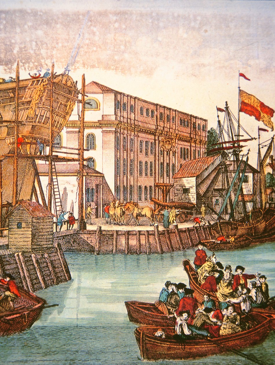 Ansicht des Hafens von New York Mitte des 18. Jahrhunderts von School American