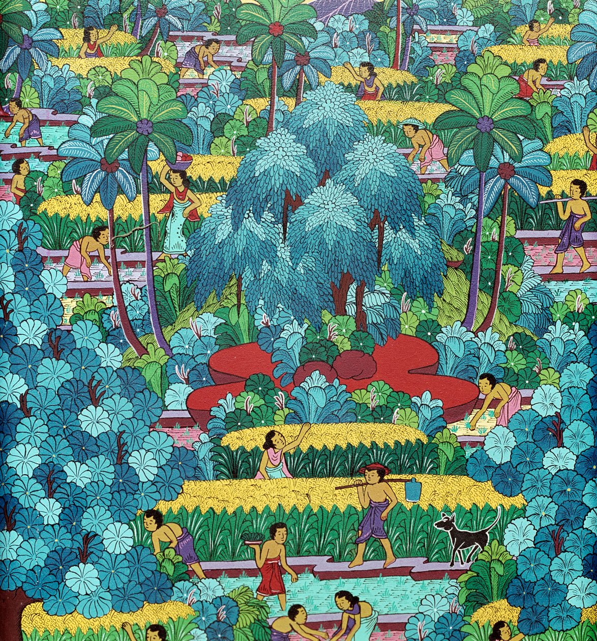 Traditionelle balinesische naive Malerei, Indonesien 20. Jahrhundert von School Balinese