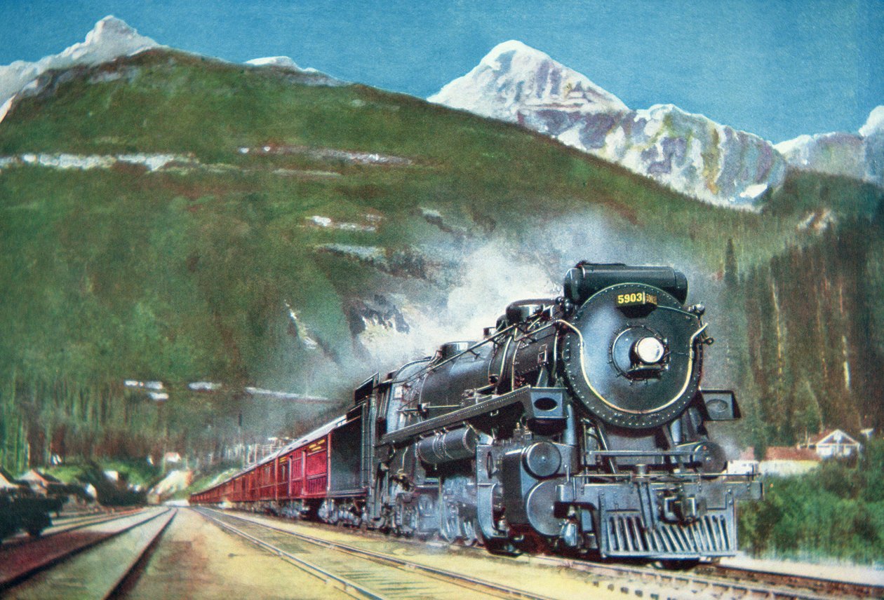Canadian Pacific Railway am Fuße der Rocky Mountains von School Canadian