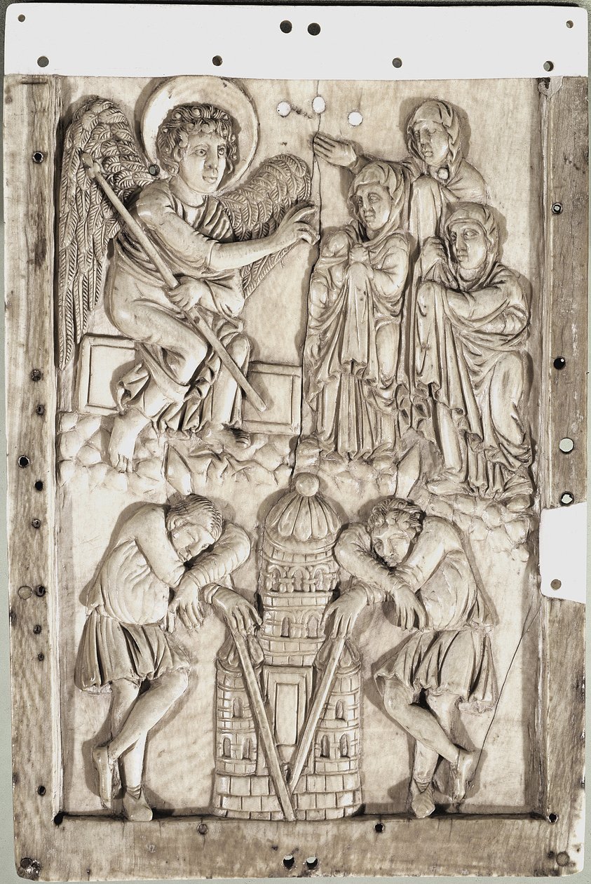 Karolingische Kunst: Heilige Frauen am Grab (Elfenbeinrelief) von School Carolingian