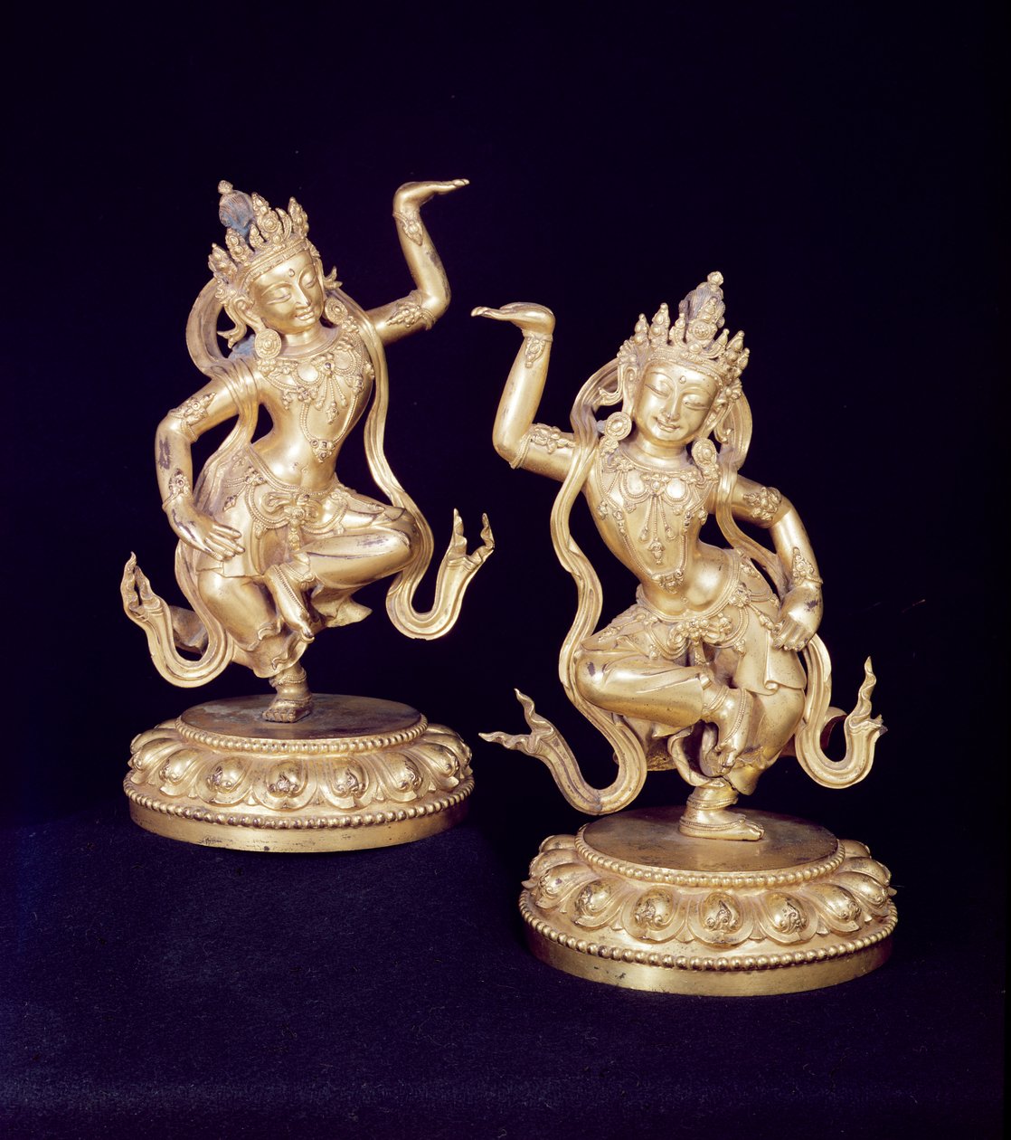 Bodhisattva, Paar Husante Figuren von School Chinese