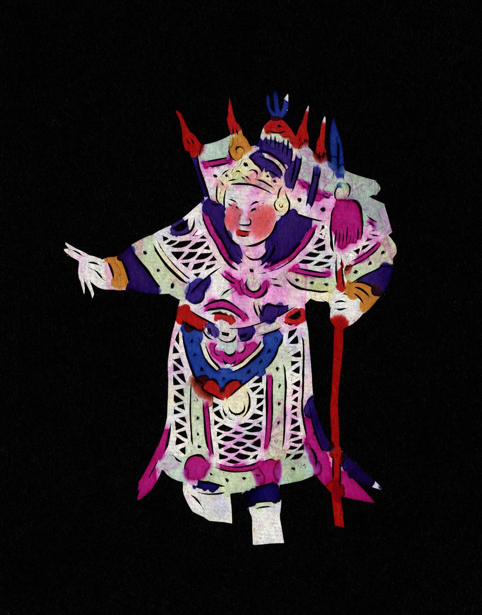 Männliche Figur der Pekinger Oper. Scherenschnitt, chinesische Volkskunst, Peking. von School Chinese