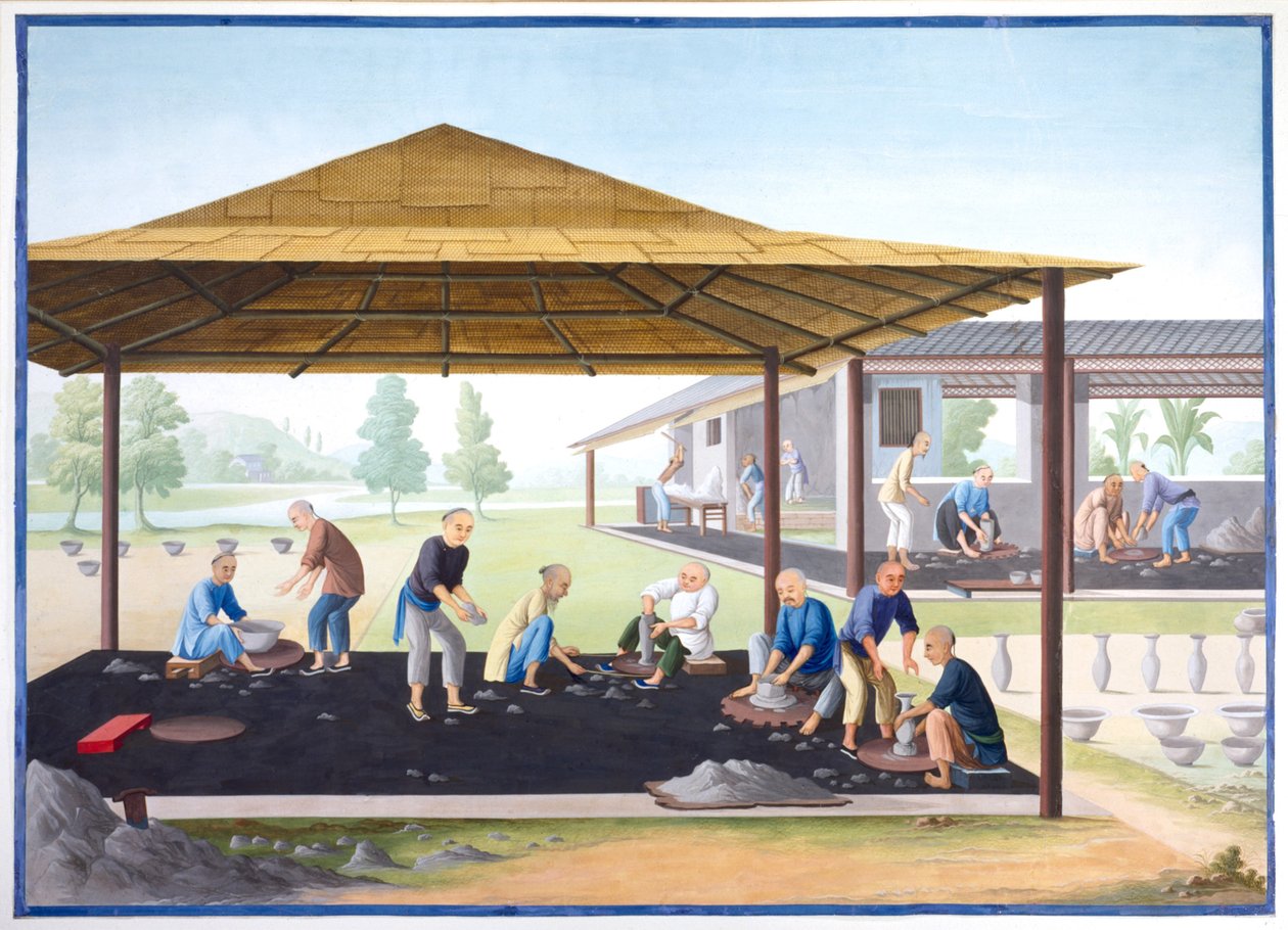 Modellieren von Vasen und Schalen, ca. 1825 von School Chinese