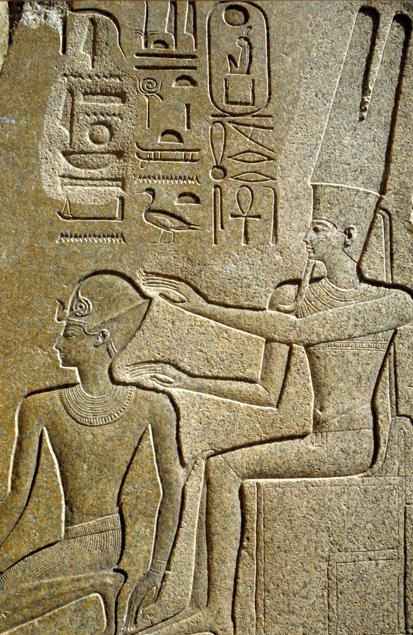 Altes Ägypten, Wandmalerei, Hatshepsut wird von Amon Ra gesegnet, Karnak-Tempel, Luxor von School Egyptian