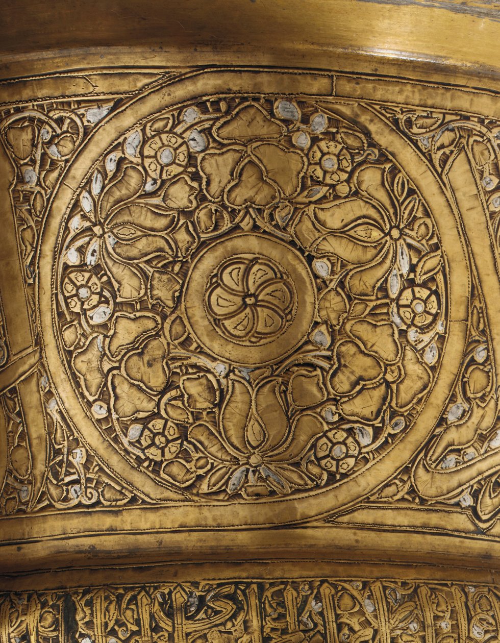 Detail eines eingelegten Tablettständers, Mamluk Ägypten oder Syrien, erste Hälfte des 14. Jahrhunderts von School Egyptian