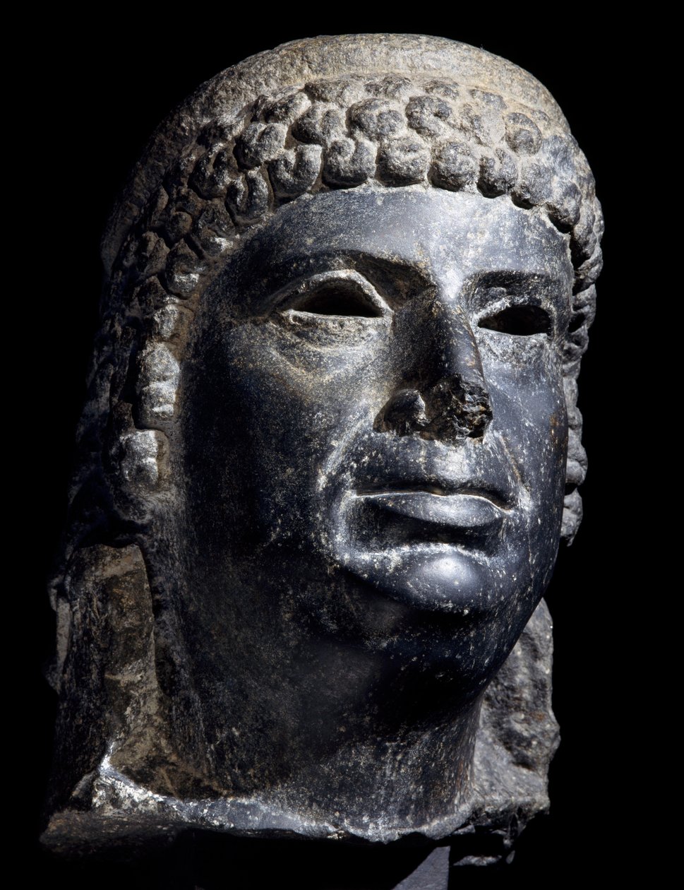 Kopf von Kleopatra III., Basaltskulptur. Ägyptische Zivilisation, Ptolemäische Zeit, 2. Jahrhundert v. Chr. von School Egyptian