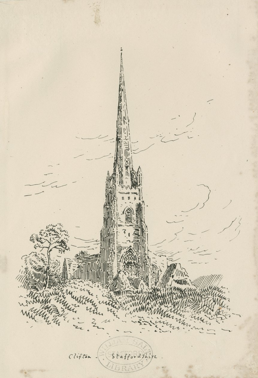 Clifton Campville Church: Lithographie, nd [?ca. 1870] (Druck) von School English