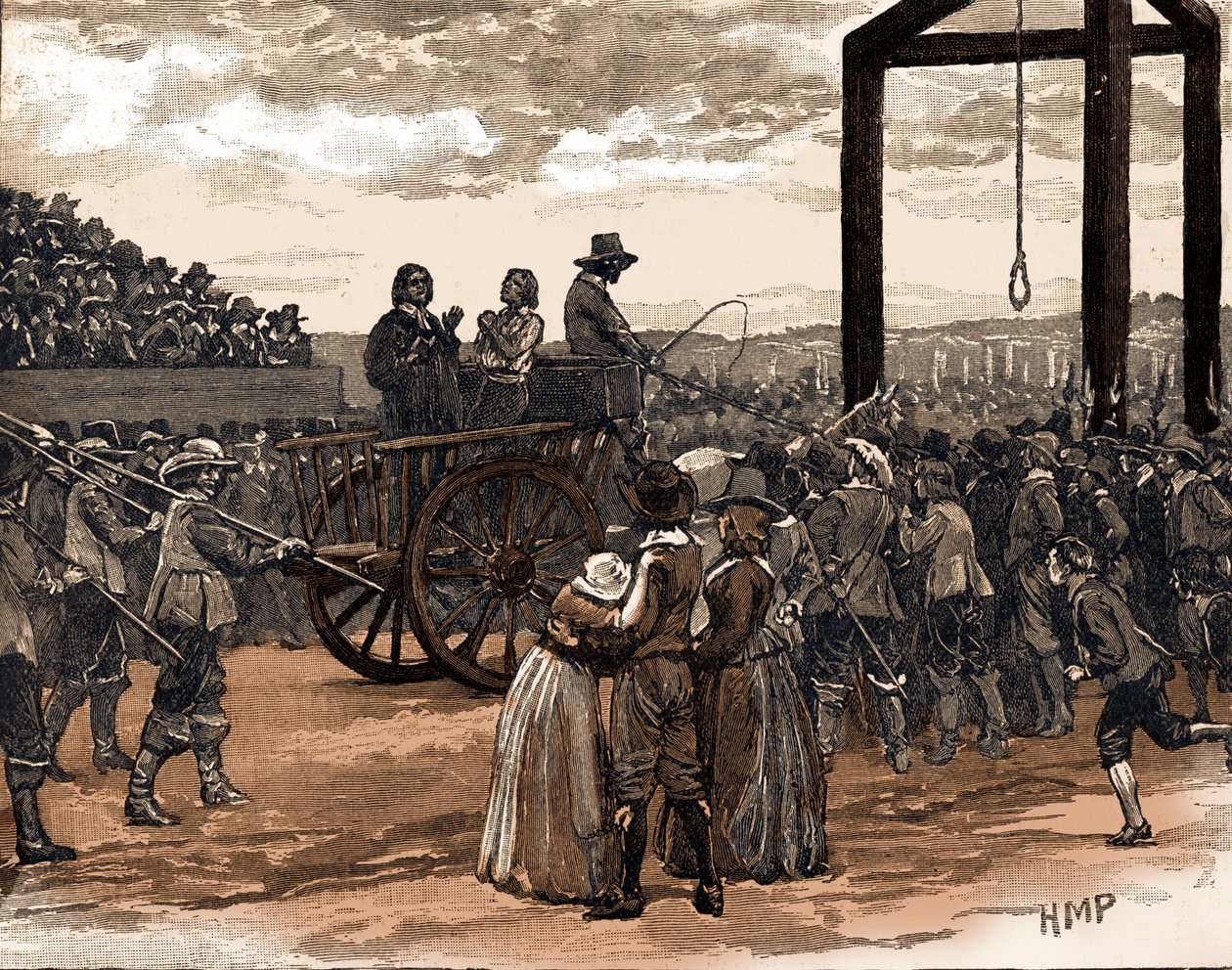 Tyburn während der Herrschaft von König Charles I (Druck) von School English