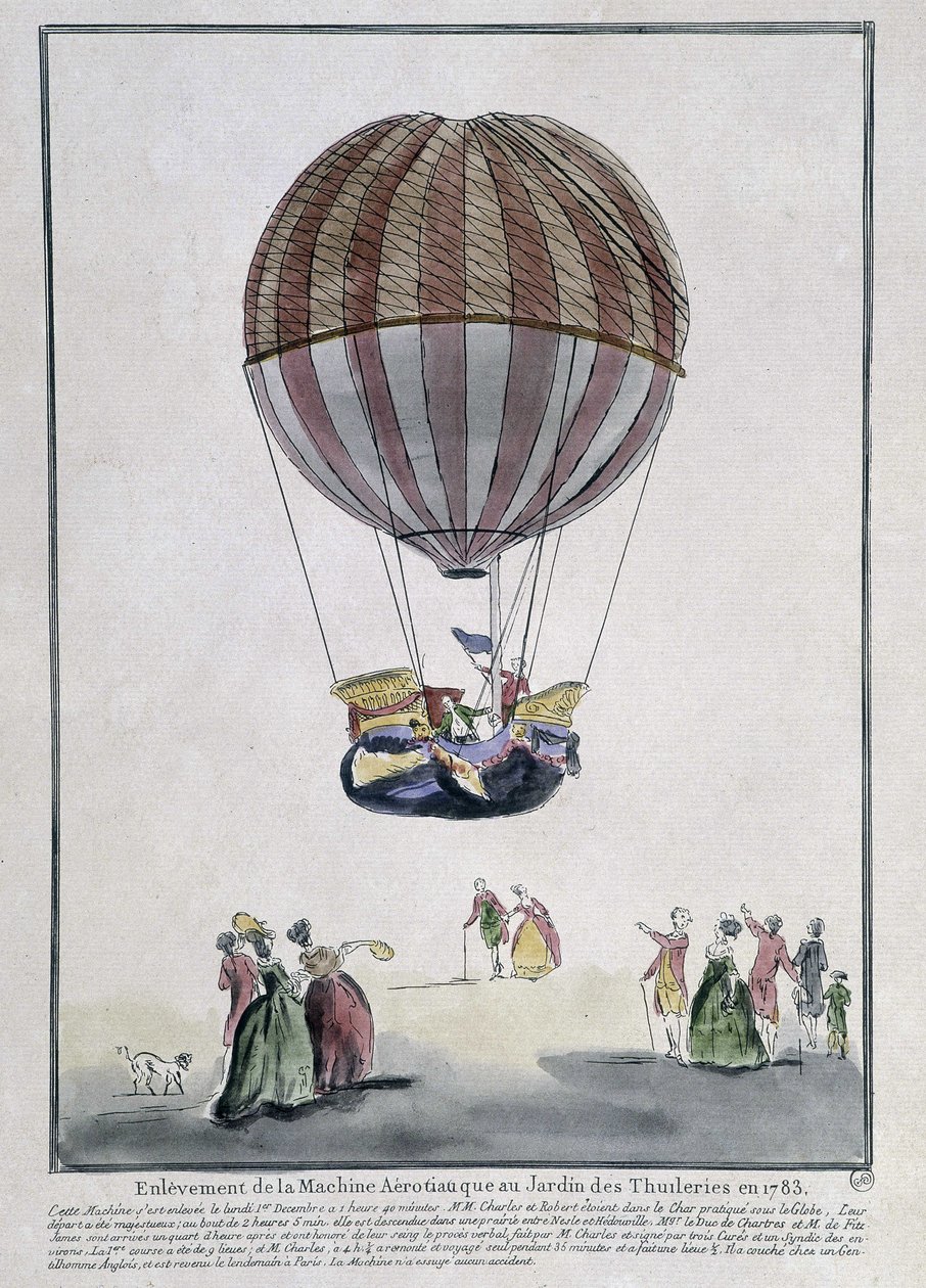 Aerostatische Maschinenentfernung im Tuileriengarten 1783 von School French