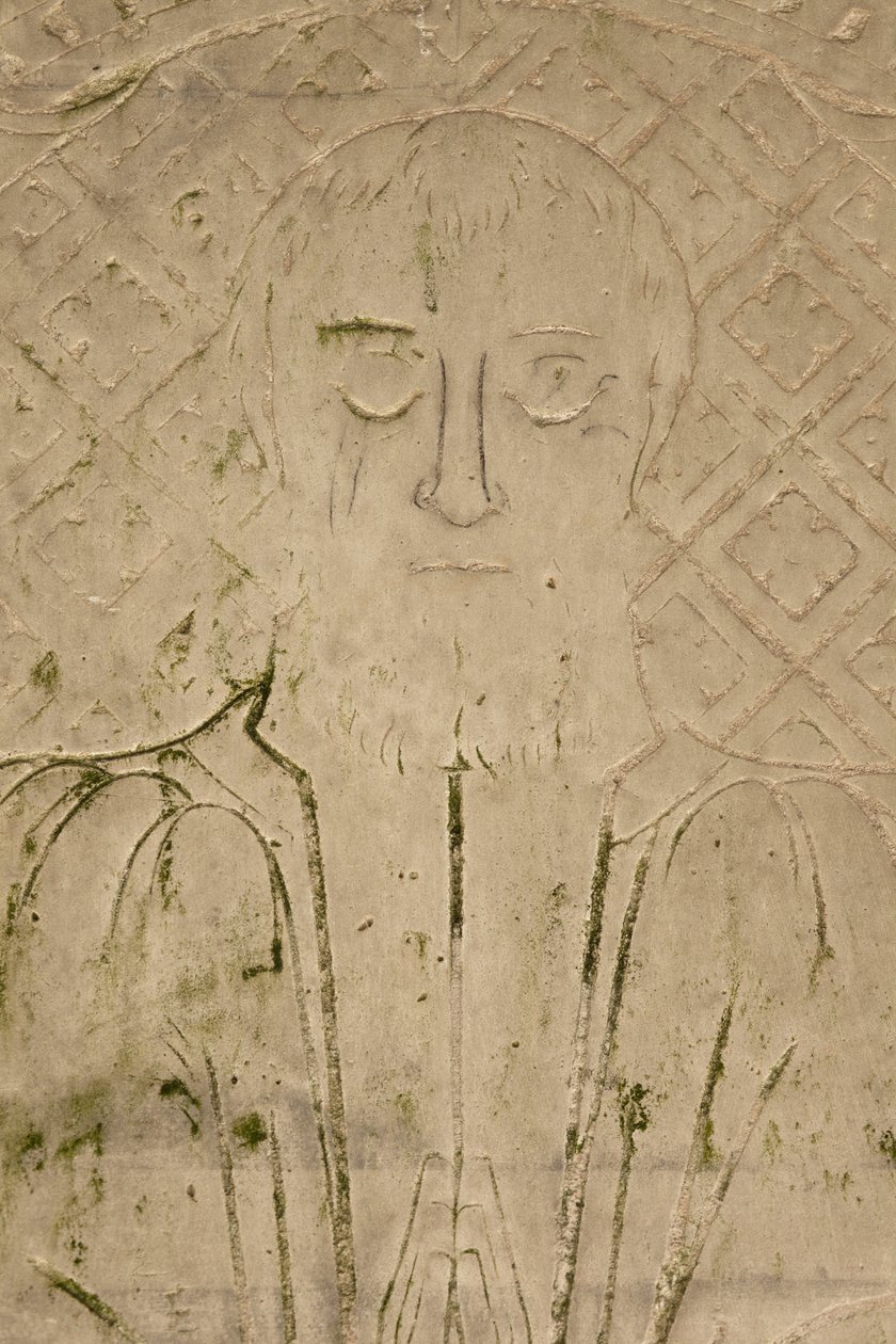 Detail eines Kreuzgangreliefs (Stein) von School French
