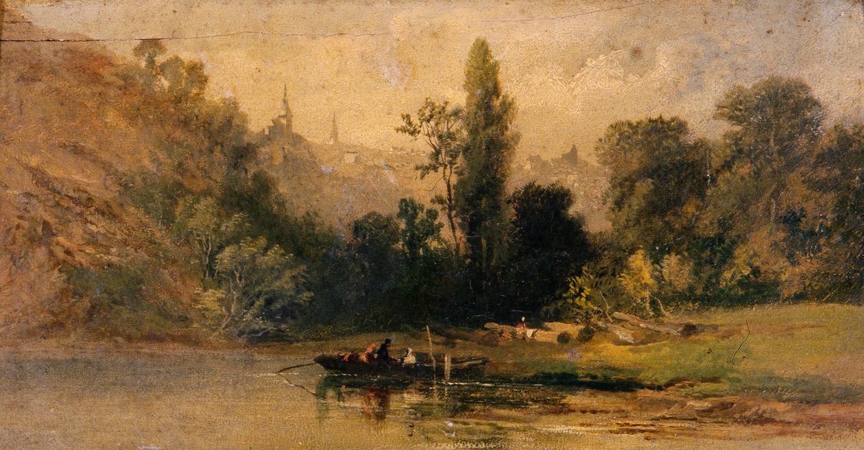 Dinan vom Fluss, ca. 1800 von School French