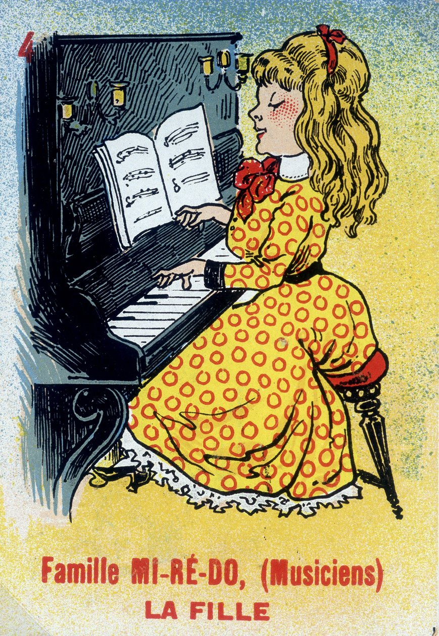 Spiel der sieben Familien: Karte der Tochter der Familie Mi-Ré-Do (Musiker). Musée de la Carte à Jouin, Issy-les-Moulineaux von School French