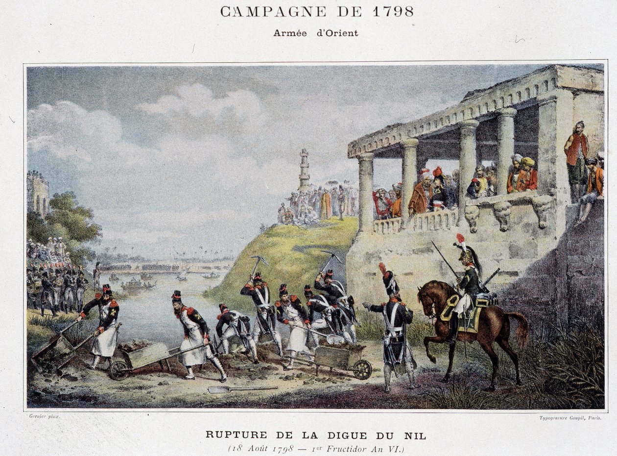 Bruch des Nildamms - in „Victoires et Conquêtes des Armées Françaises“, Paris, n.d. von School French