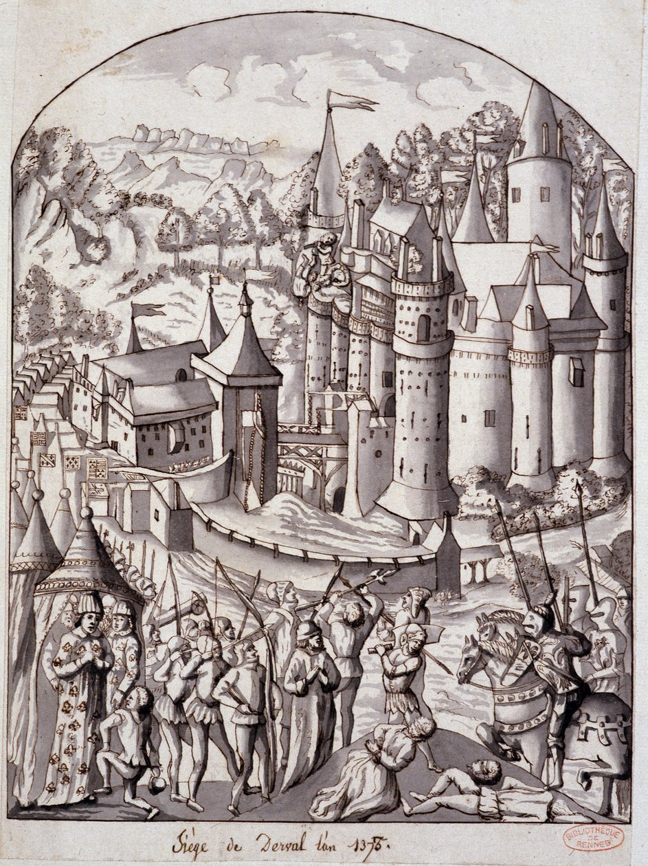 Belagerung von Derval (Bretagne) im Jahr 1375 von School French