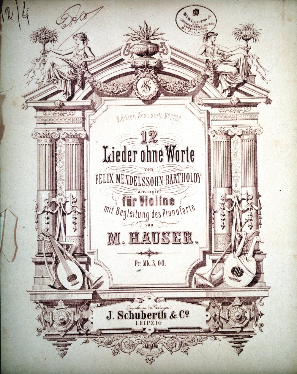 12 Lieder ohne Worte, begleitet auf dem Klavier von Felix Mendelssohn von School German