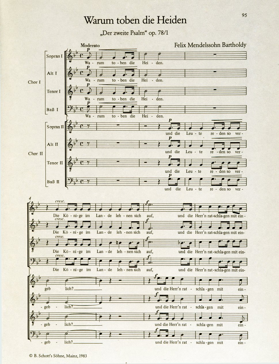 „Warum toben die Heiden“ zweiter Psalm, op.38, von Felix Mendelssohn (Litho) von School German