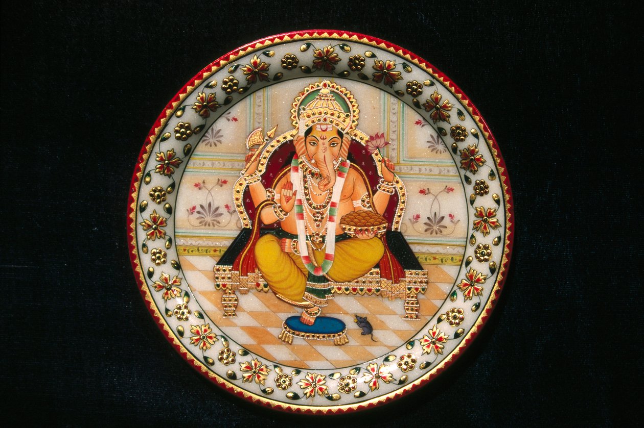 Lord Ganesh Ganpati Miniaturmalerei auf Papier von School Indian