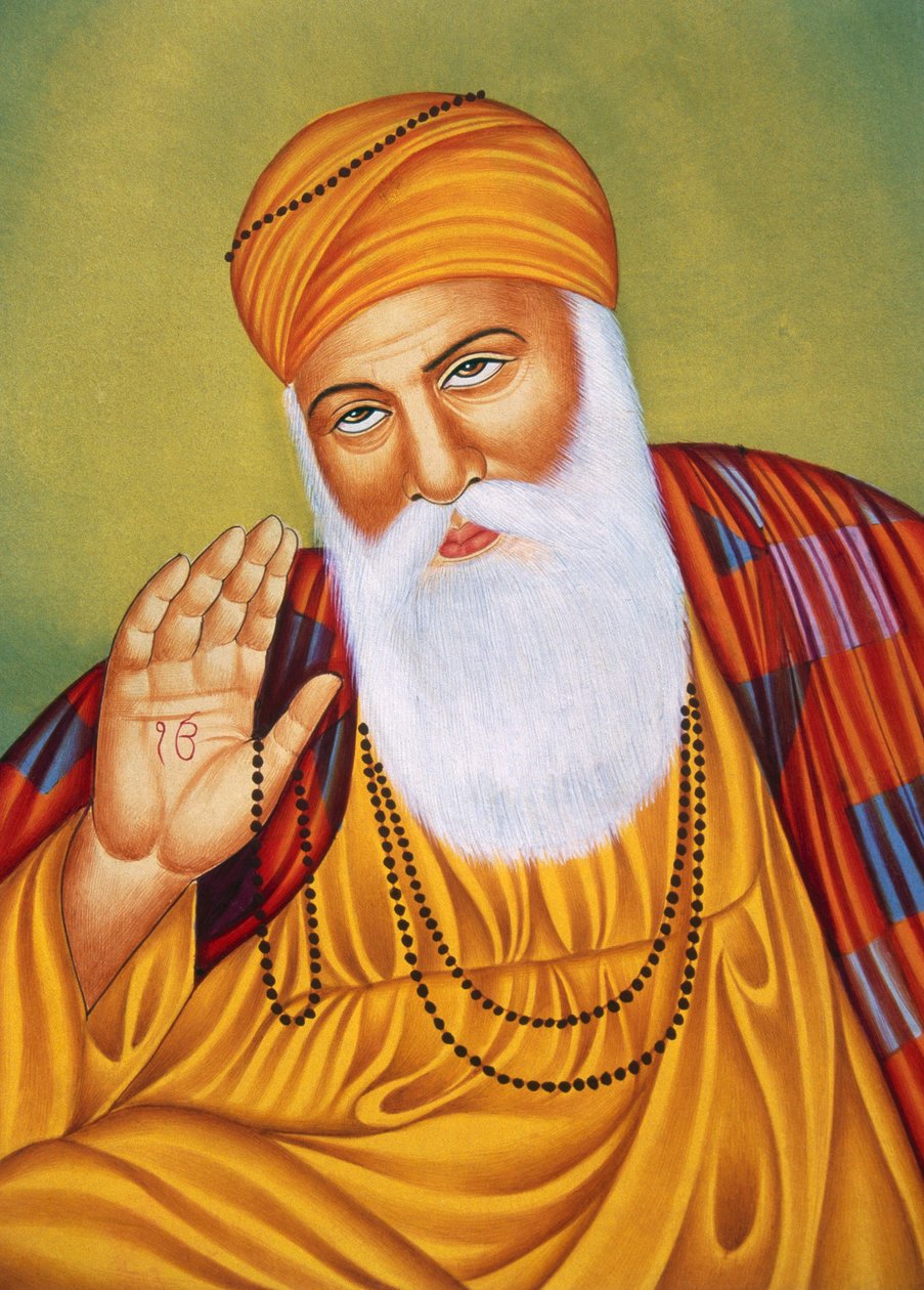 Lord Guru Nanak Miniaturmalerei auf Papier von School Indian