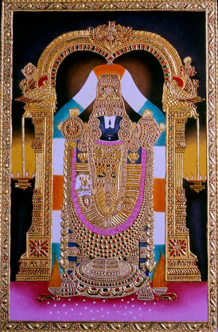 Miniaturmalerei von Lord Tirupati Balaji, Indien von School Indian