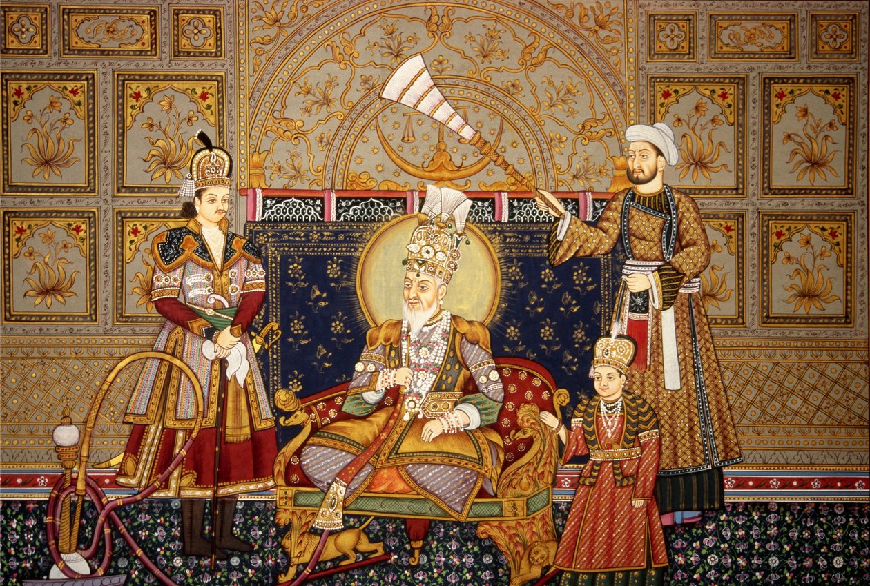 Miniaturmalerei des Mogulkaisers Shah Jahan auf Papier von School Indian